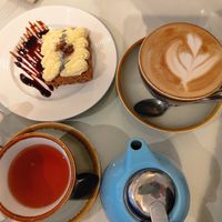 Earl gray, coconut latte and carrot cake at The Lighthouse Cafe in Galway