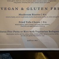 Menu  at Zafiro in Xlendi