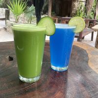 Fresh juices  at SANA SANA by Raw Love Tulum in Tulum