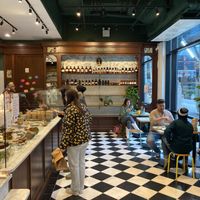 Inside (there is a bunch of seating on the other side) at Le Botaniste - Penn Plaza in New York City