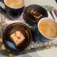 Raspberry cake and chocolate cake (6,5$ each)  at Le Botaniste - Penn Plaza in New York City