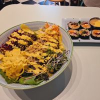 Botanical Salad and Veggie Sushi Roll on the side 😋 at Le Botaniste - Penn Plaza in New York City