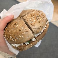 Wholemeal bagel with veg tofu at La Bagel Delight  in Brooklyn