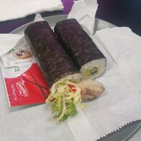 (Left) tempura eggplant (right) avo & cucumber at Rolled - Pop Up Kiosk in Manchester