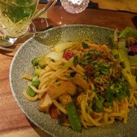 Vegan stir-fried udon noodles at Hoang Deli Restaurant in Hamburg