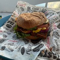 Tofu burger  at Natural Livity Kulcha Store & Juice Bar in St Johns