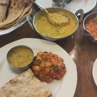 Tarka daal, chana masala, roti at Bhaja Govindam in New Delhi