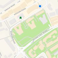 The restaurant is at the blue circle, not HappyCow’s pin. The entrance is from the main road below, through the templee  at Chongqing Donghua Temple Vegetarian Hot Pot in Chongqing