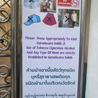 Forbidden to bring meat in the building  at Siri Guru Singh Sabha Gurdwara in Bangkok