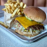 Impossible Lounge Burger with Fries  at Burger Lounge  in Manhattan Beach