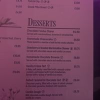 Dessert menu  at The Panacea in Louth