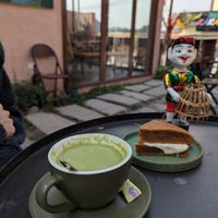Macha latte at Chạm Bakery Cafe in Ninh Binh