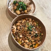 Tofu Rice Bowl & Tofu Udon Bowl at Grounded Kitchen in Gateshead