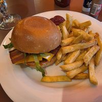 Burger with cheese and bacon. at Mercifab in Saint-ouen-sur-seine
