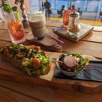Hummus/Avocado bread at Huckleberry's  in Bocholt