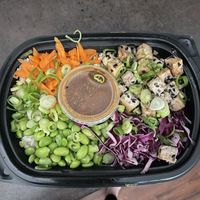 Tofu and veggie brown rice bowl. (Vegan)  at Common Ground Co-op in Urbana