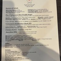 Menu (reduced)  at Lotus Restaurant  in Menlo Park