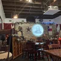 Indoor seating (yeah this place is an ode to Sam Houston who was a terrible person but what can you do)  at Sam's Table in Huntsville