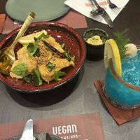 The fried coconut dish  at Vegan Pranakhon in Bangkok