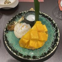 Mango sticky rice  at Vegan Pranakhon in Bangkok