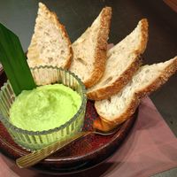 Pandan custard with sourdough at Vegan Pranakhon in Bangkok