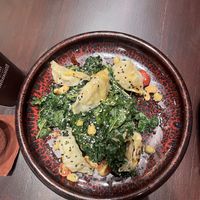 Kale and dumpling salad   at Vegan Pranakhon in Bangkok