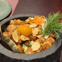 Pork belly bowl with egg (all vegan)  at Vegan Pranakhon in Bangkok
