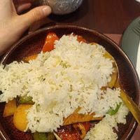 Curry with rice at Vegan Pranakhon in Bangkok