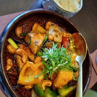 tofu cashewnut + jasmin rice at Vegan Pranakhon in Bangkok