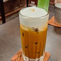 Coconut thai tea at Vegan Pranakhon in Bangkok