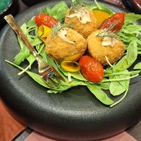 Crab croquettes at Vegan Pranakhon in Bangkok