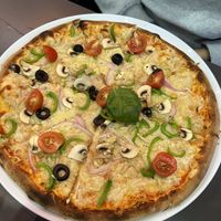 Vegan pizzaa  at Doner Kebab Show in Barcelona