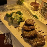 Falafel, tahini, broccolii  at Reçete Moda in Istanbul
