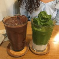 Choco Shake and Green tea soy milk Shake at Cook and Book 쿡앤북 in Seoul