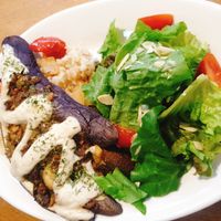 Egg plant steak at Cook and Book 쿡앤북 in Seoul