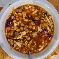 Partially consumed pozole at BZ Taco in Redlands