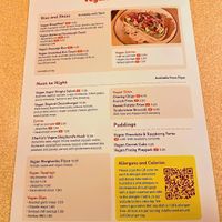 Vegan menu at Brightside in Stretton