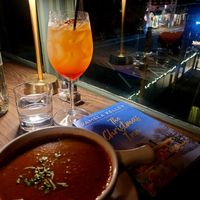 Tomato basil soup made with oat milk
And I had a mocktail and enjoyed a new book based in chatham from a book store down the road at The Attic in Tisbury