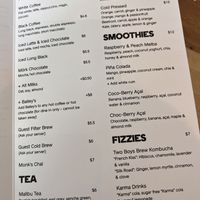 Menu  at Archie's All Day   in Fitzroy