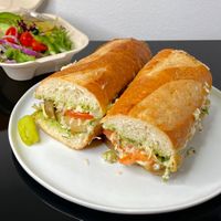 Rustic Mediterranean grinder w/Italian side salad (plated at home) at Modena Pizza & Pasta in Seattle