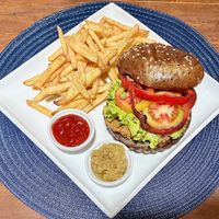 Vegan burger  at Puppets in Galle