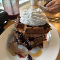 Choco banana waffle sandwich with chocolate ice cream at Naked Sprout Juice Bar Cafe in Whistler