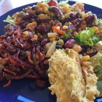 salad bar, yum!!! at Naked Sprout Juice Bar Cafe in Whistler