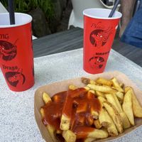 Fries and drinks   at Phantasialand - Schwan Snack - Kiosk in Bruehl