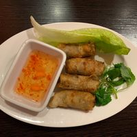Deep fried spring rolls with fresh herbs. at Banh Xeo Saigon in Berlin