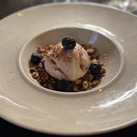 Rose and ginger dessertt  at Bistro 18 in Vilnius