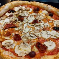Vegan funghi with added sun-dried tomatoes at Franko's Pizza & Bar in Zagreb