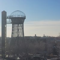 Restaurant is at the base of the water tower at Bukhara Tower Restaurant in Bukhara
