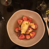 Fruit salad with a minty ice cream for dessert   at 42 Degrés in Paris