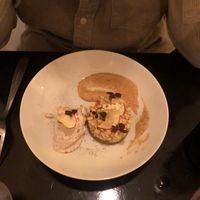 Apple pie with vanilla ice cream dessert    at 42 Degrés in Paris